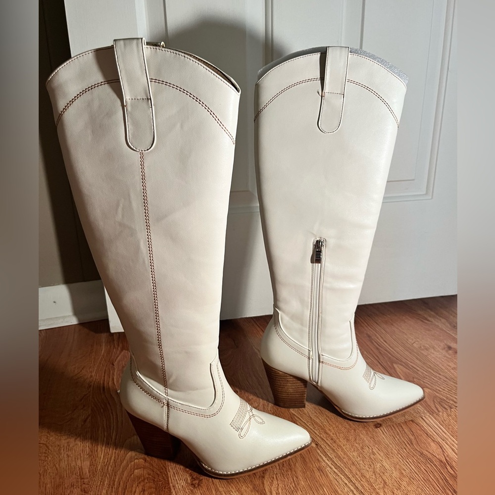 Chic Cream Over the Knee Boots